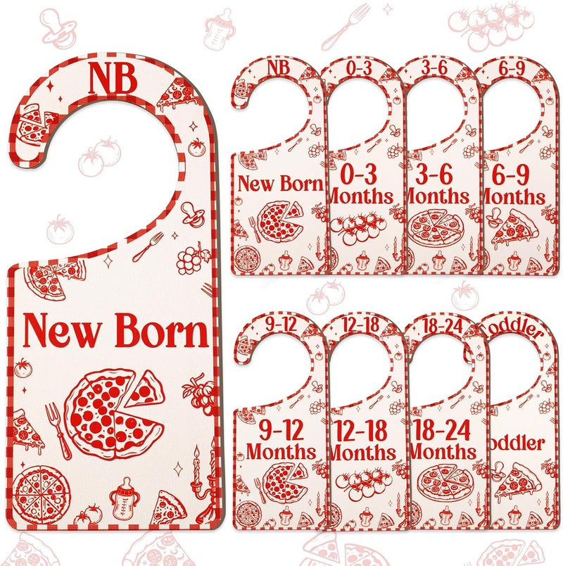 CORNER LACE Baby Closet Dividers 8PCS, Red Italian Themed Wooden Double-Sided Clothes Size Hanger/Organizer from Newborn to Toddler for Nursery Decor Baby Shower Birthday Gender Reveal Party Gift - Image 1